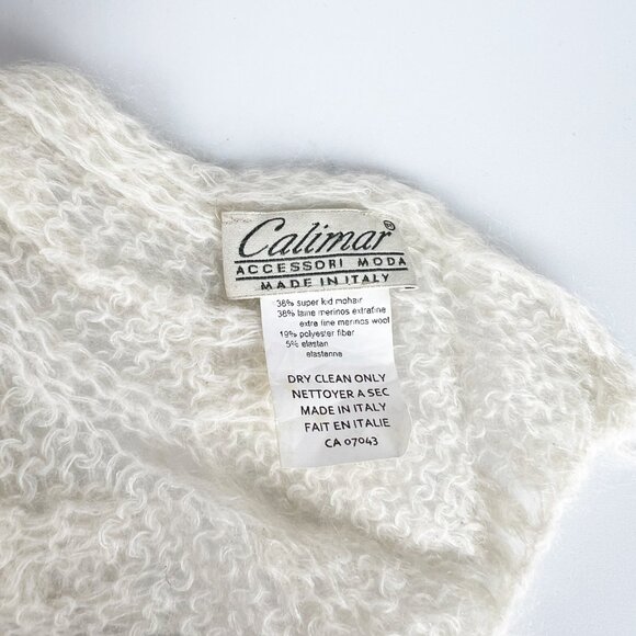 Vintage Merino Wool Mohair Italian Open Cable Knit Scarf Quiet Luxury Old Money - Picture 3 of 4